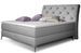 Lit design continental avec tête de lit capitonnée strass tissu gris clair Banky - Photo n°1