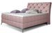 Lit design continental avec tête de lit capitonnée strass tissu rose Banky - Photo n°1