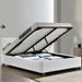 Lit double coffre avec sommier relevable simili blanc koby 140 - Photo n°1