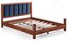 Lit en bois massif foncé avec tête de lit tissu doux Mirenda - 7 tailles - Photo n°1