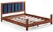 Lit en bois massif foncé avec tête de lit tissu doux Mirenda - 7 tailles - Photo n°1