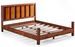 Lit en bois massif marron avec tête de lit tissu doux Mirenda - 7 tailles - Photo n°1