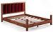 Lit en bois massif marron avec tête de lit tissu doux Mirenda - 7 tailles - Photo n°1