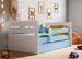 Lit enfant avec barrière de sécurité amovible blanc et bleu Moly - Photo n°1