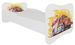 Lit enfant bois blanc imprimé camion de pompier 70x140 ou 80x160 cm - Sommier et matelas inclus - Ondula - Photo n°1