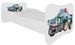 Lit enfant bois blanc imprimé voiture de police 70x140 ou 80x160 cm - Sommier et matelas inclus - Ondula - Photo n°1