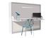 Lit escamotable avec bureau 140x190 blanc satiné P 35 Kinoa - Photo n°1