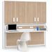 Lit escamotable horizontal avec étagères interieures, bureau et armoire MIKO - Profondeur 53 cm - Photo n°1