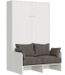 Lit escamotable vertical blanc avec canapé tissu Bounto 120x190 cm - 32 coloris de tissu - Photo n°1