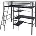 Lit haut avec bureau Noir Métal 90x200 cm - Photo n°1