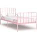 Lit métal rose tête de lit barreaux 90x200 cm - Photo n°1