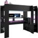 Lit mezzanine combiné enfant LED Gamer ONLINE - 90x200 cm - Noir mat - Sommier inclus - Photo n°1