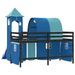 Lit mezzanine enfants avec tour bleu 80x200cm bois pin massif - Photo n°7