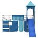 Lit mezzanine enfants avec tour bleu 80x200cm bois pin massif - Photo n°5