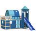 Lit mezzanine enfants avec tour bleu 80x200cm bois pin massif - Photo n°1