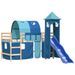 Lit mezzanine enfants avec tour bleu 80x200cm bois pin massif - Photo n°4