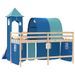 Lit mezzanine enfants avec tour bleu 80x200cm bois pin massif - Photo n°7