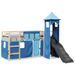 Lit mezzanine enfants avec tour bleu 80x200cm bois pin massif - Photo n°3