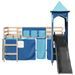 Lit mezzanine enfants avec tour bleu 80x200cm bois pin massif - Photo n°6