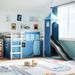 Lit mezzanine enfants avec tour bleu 80x200cm bois pin massif - Photo n°1