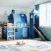 Lit mezzanine enfants avec tour bleu 80x200cm bois pin massif - Photo n°1