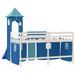 Lit mezzanine enfants avec tour bleu 90x190 cm bois pin massif - Photo n°7