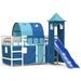 Lit mezzanine enfants avec tour bleu 90x190 cm bois pin massif - Photo n°1