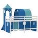 Lit mezzanine enfants avec tour bleu 90x190 cm bois pin massif - Photo n°7