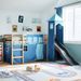 Lit mezzanine enfants avec tour bleu 90x190 cm bois pin massif - Photo n°1