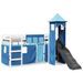 Lit mezzanine enfants avec tour bleu 90x190 cm bois pin massif - Photo n°3