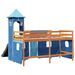 Lit mezzanine enfants avec tour bleu 90x190 cm bois pin massif - Photo n°10