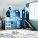 Lit mezzanine enfants avec tour bleu 90x200 cm bois pin massif - Photo n°1