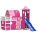 Lit mezzanine enfants avec tour rose 80x200cm bois pin massif - Photo n°1