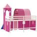 Lit mezzanine enfants avec tour rose 80x200cm bois pin massif - Photo n°7