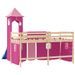 Lit mezzanine enfants avec tour rose 80x200cm bois pin massif - Photo n°7