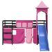 Lit mezzanine enfants avec tour rose 80x200cm bois pin massif - Photo n°5