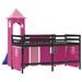 Lit mezzanine enfants avec tour rose 80x200cm bois pin massif - Photo n°7