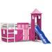 Lit mezzanine enfants avec tour rose 80x200cm bois pin massif - Photo n°1