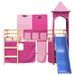 Lit mezzanine enfants avec tour rose 80x200cm bois pin massif - Photo n°5