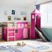 Lit mezzanine enfants avec tour rose 80x200cm bois pin massif - Photo n°1