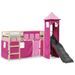 Lit mezzanine enfants avec tour rose 80x200cm bois pin massif - Photo n°3