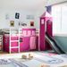 Lit mezzanine enfants avec tour rose 80x200cm bois pin massif - Photo n°1