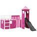 Lit mezzanine enfants avec tour rose 80x200cm bois pin massif - Photo n°2