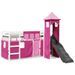 Lit mezzanine enfants avec tour rose 80x200cm bois pin massif - Photo n°3