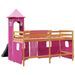 Lit mezzanine enfants avec tour rose 80x200cm bois pin massif - Photo n°10