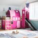 Lit mezzanine enfants avec tour rose 80x200cm bois pin massif - Photo n°1