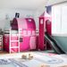 Lit mezzanine enfants avec tour rose 80x200cm bois pin massif - Photo n°1