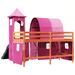 Lit mezzanine enfants avec tour rose 80x200cm bois pin massif - Photo n°10