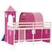 Lit mezzanine enfants avec tour rose 90x190 cm bois pin massif - Photo n°7