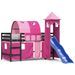 Lit mezzanine enfants avec tour rose 90x190 cm bois pin massif - Photo n°1